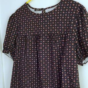 Plus Geo Print Puff Sleeve Blouse